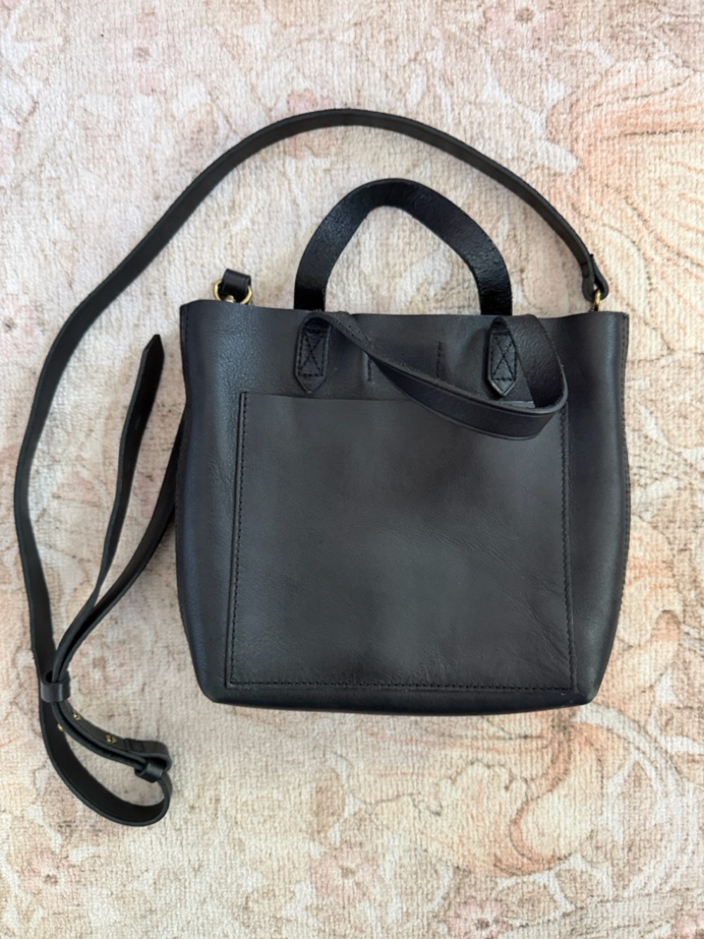 Madewell Black Leather Mini Tote Crossbody